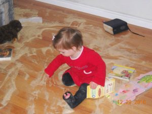 baby cereal on floor