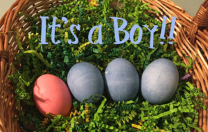 Pink and Blue Easter Egg Gender Reveal Idea