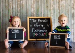 Tie Breaker Chalk Board Gender Reveal Idea