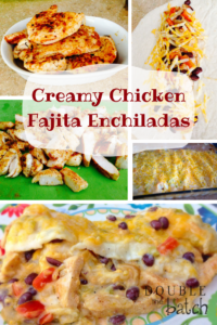 If Fajitas married Creamy Chicken Enchiladas, this would be the amazing of their love! Creamy Chicken Fajita Enchiladas by Doublethebatch
