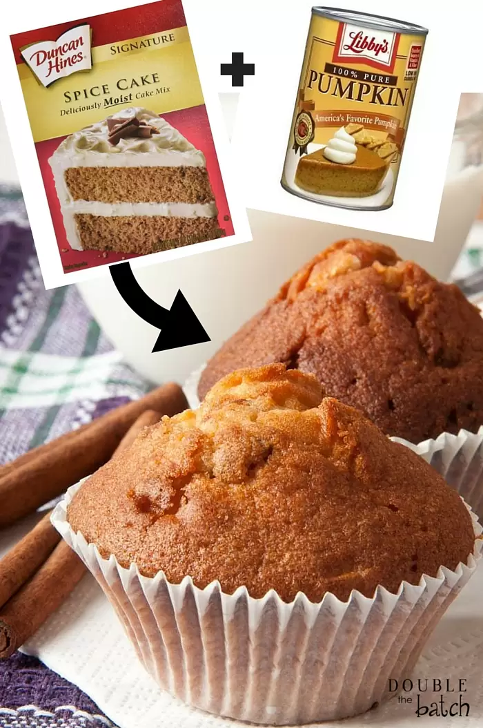 2-Ingredient Pumpkin Spice Muffins! So Easy, So Yummy, and can be customized in so many ways!