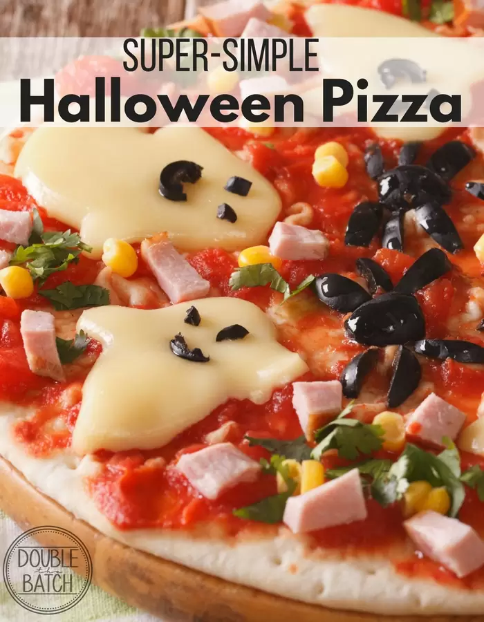 Simple halloween pizza to fill those bellies before all of the goodies!