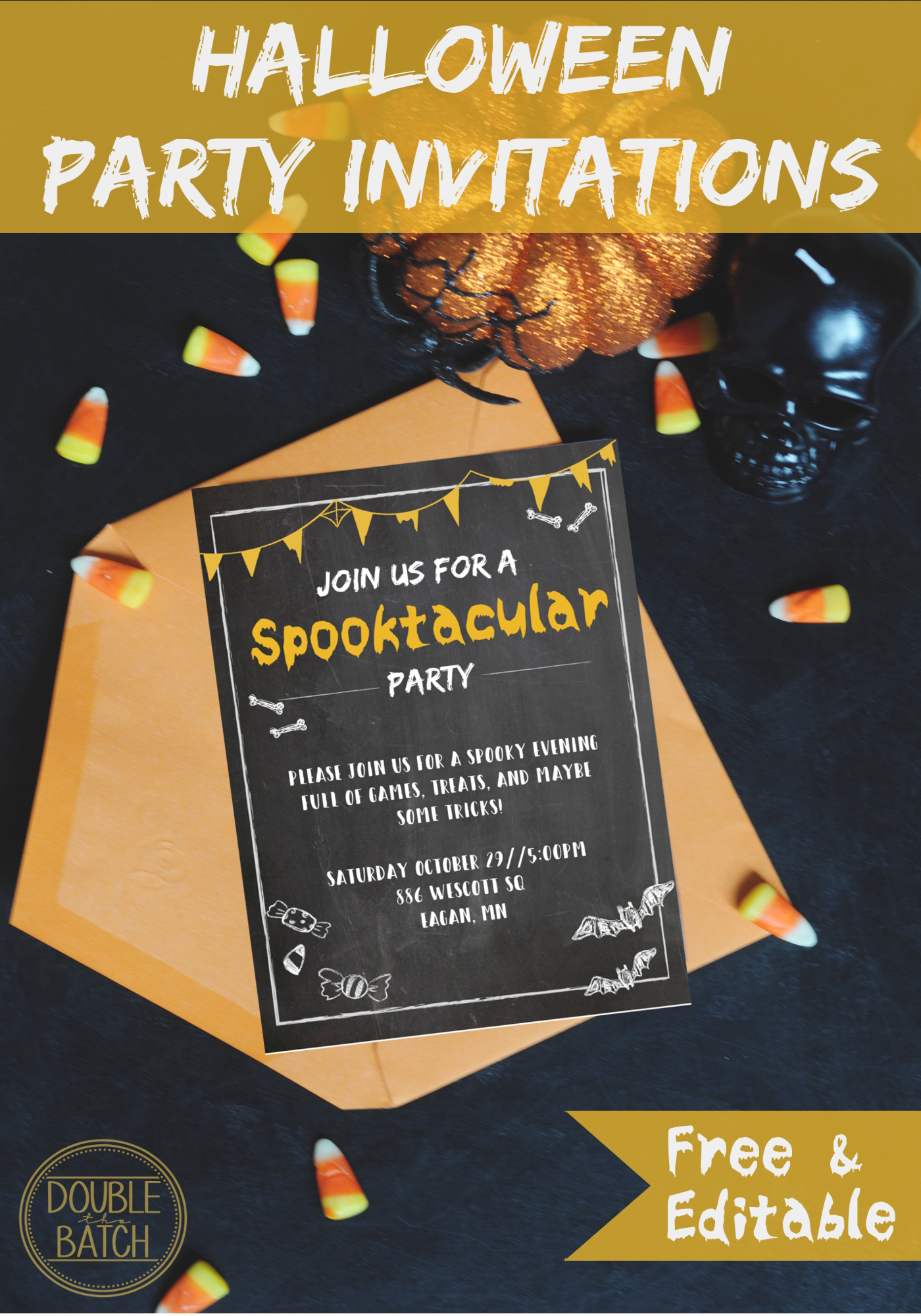 Free and editable Halloween party invitations!