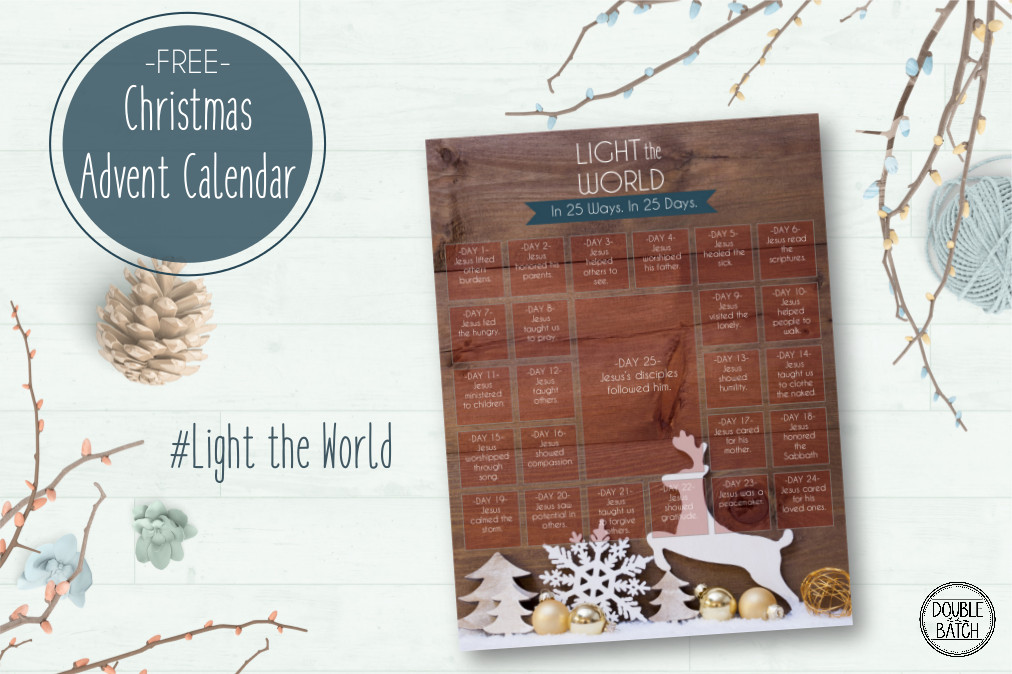 This Christmas, gather the whole family in a month of service and love through a 25 day advent calendar to "Light the World". Each day highlights a way in which we can spread the light of Christ this Christmas season through his example of service and love. Choose from 2 free advent styles! 