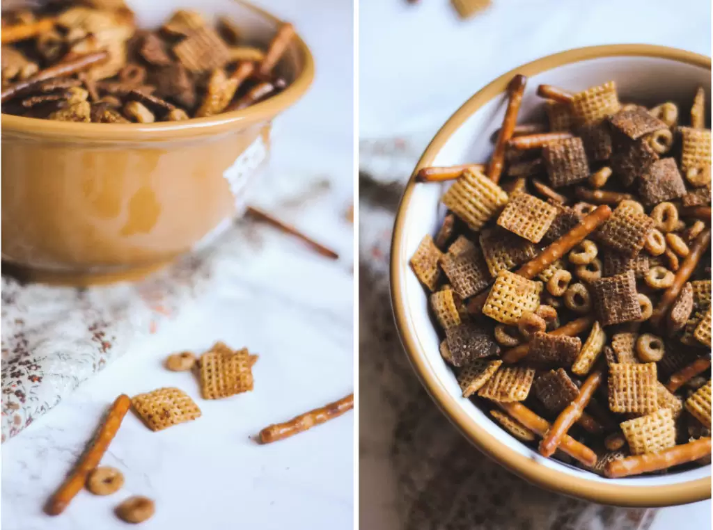 You can never go wrong with a recipe handed down from Grandma. This festive Chex mix recipe is a perfect rich and salty snack to share with the whole family this Christmas season. 