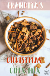You can never go wrong with a recipe handed down from Grandma. This festive Chex mix recipe is a perfect rich and salty snack to share with the whole family this Christmas season.