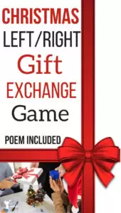 Add to your Christmas party this fun right/left gift exchange game. The instructions and gift exchange poem are included as well for free! Enjoy your Christmas party! 