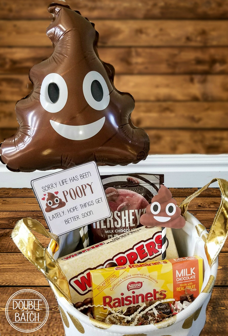 Poop Emoji Gift Basket and Free Gift Tags