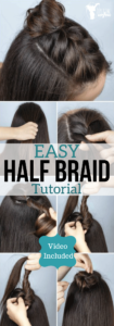 Super cute easy half braid tutorial. Freshen up your look with this adorable half braid