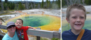 hot pool, morning glory pool, kids