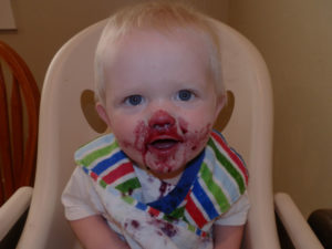mess, blueberries, baby