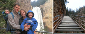 staircase, Uncle Tom's Trail, family, Lower Falls, waterfall
