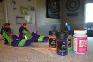 Mod Podge, glitter, witch shoes