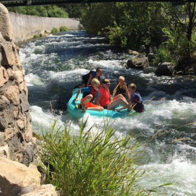 Tubing down the river in Lava Hot Springs. Fun activity for the family! Close to Lava Hot Springs Campgrounds