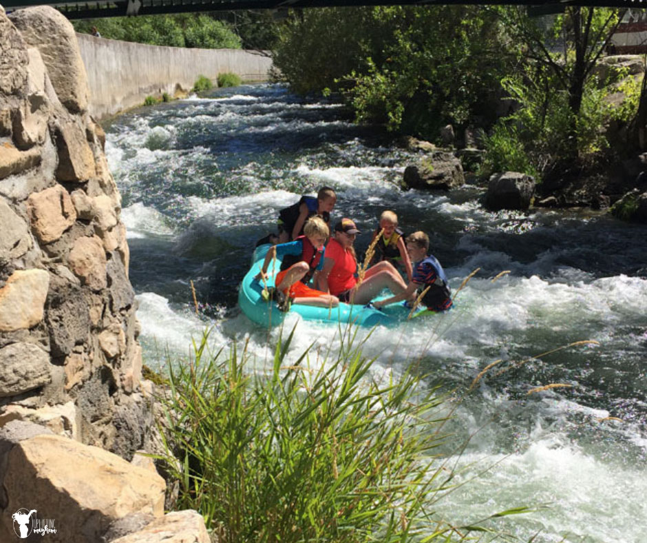 Tubing down the river in Lava Hot Springs. Fun activity for the family! Close to Lava Hot Springs Campgrounds