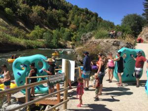 Getting into the river at Lava Hot Springs. Lots of Lava Hot Springs Campgrounds close to this spot.
