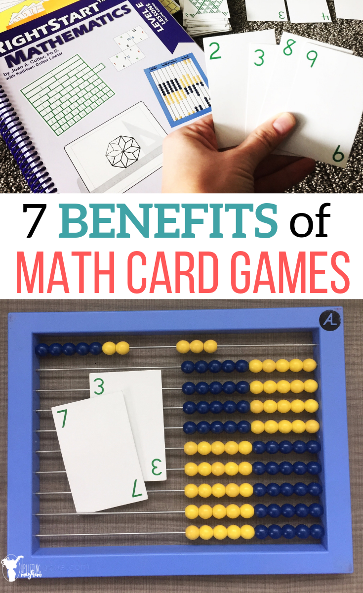 Math card games are perfect for instilling math concepts! 7 Benefits of math card games that will help your child become better in math. It will help your child love math because they are playing a game instead of doing tedious repetitive worksheets! 