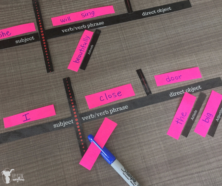Make sentence diagramming fun by using this interactive hands on approach to diagram sentences. It becomes a puzzle that your kids will love!