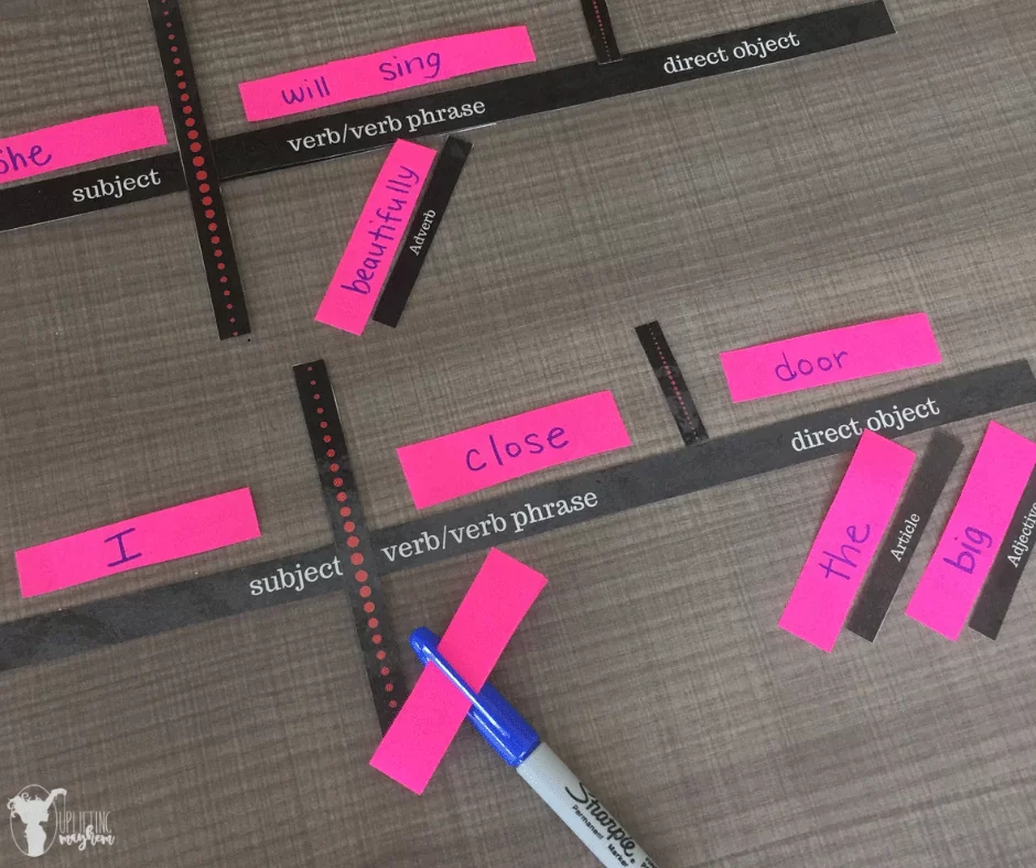 Make sentence diagramming fun by using this interactive hands on approach to diagram sentences. It becomes a puzzle that your kids will love!