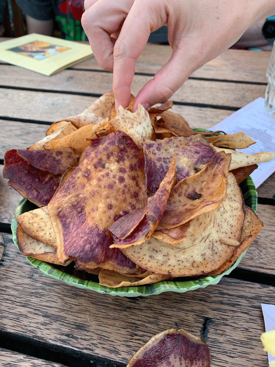 Taro chips made out of taro roots from Hawaii