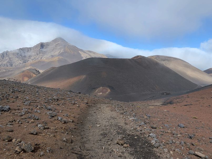 A view of a large cylinder inside the crater of Mount Haleakala