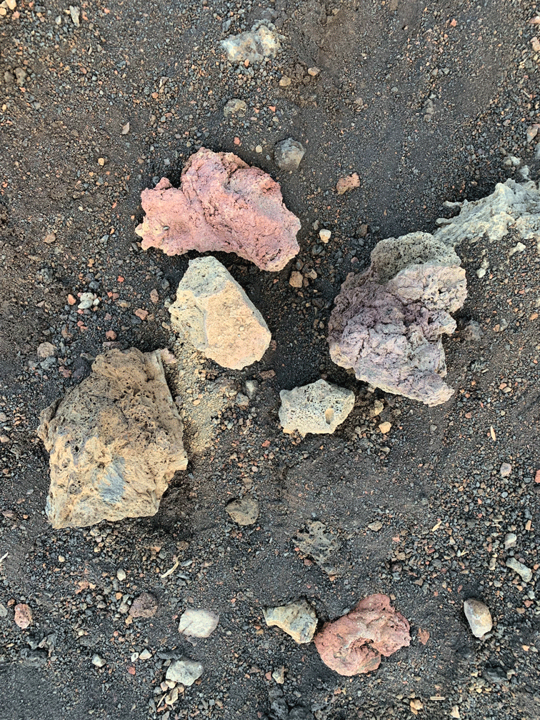 Different colored rocks that are on Mount Haleakala