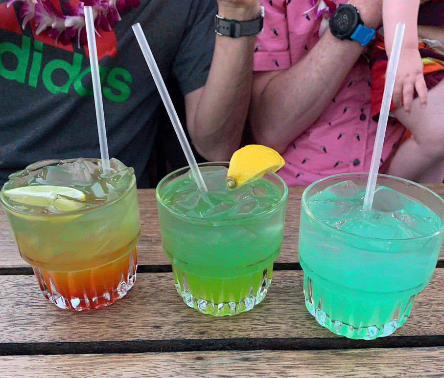 Endless amounts of luau drinks that are beautiful and delicious