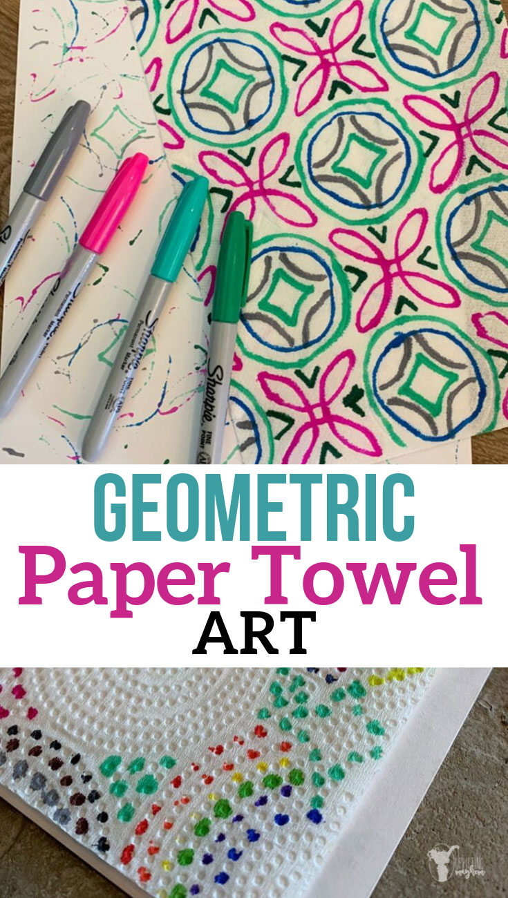 This geometric paper towel art activity will have your child busy and wanting more! The designs your child can create are endless! Each paper towel will look different. Great activity your child can do while you are reading aloud to them. 