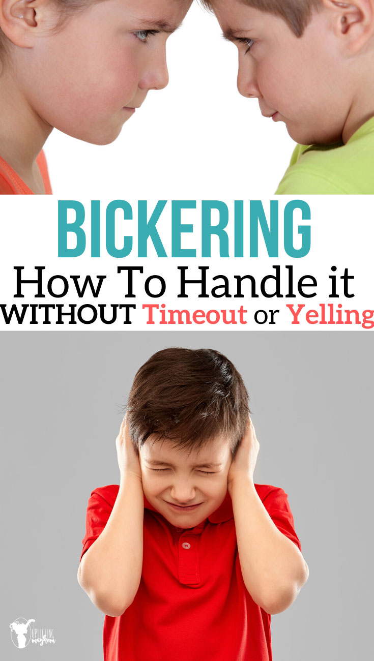 Listening to your kids bickering can be exhausting unless you learn some ways to handle it. Here are fantastic ways to handle bickering in your home and it may not be what you think. No timeouts and no yelling! Check it out!