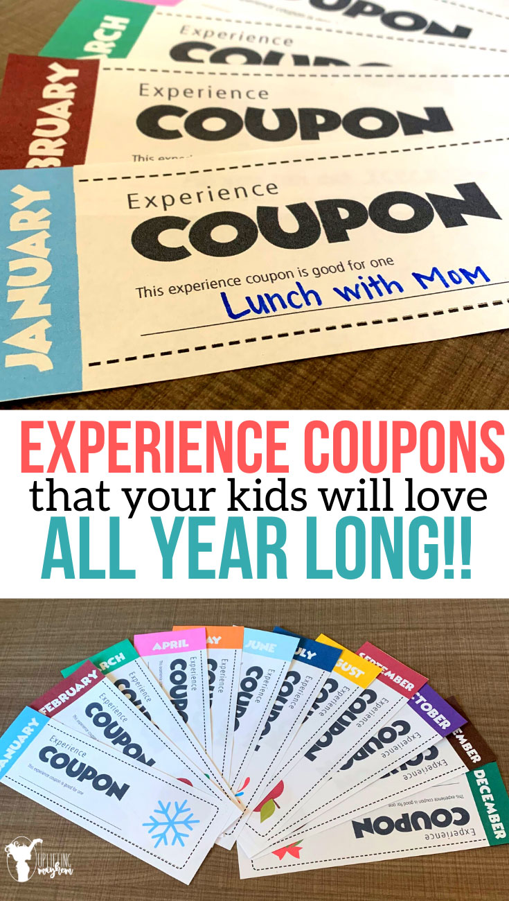 Give the gift that keeps on giving all year long with these EXPERIENCE COUPONS. Give the quality of time and fun experiences to share with your kids!